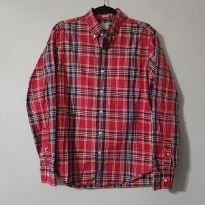J.crew Red Classic Plaid Men's Shirt Medium Cotton Longsleeve
